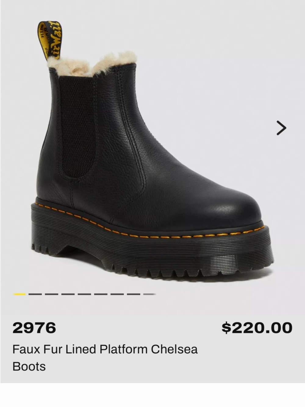 Dr. Martens Black Faux-Fur Lined Platform Chelsea Boots